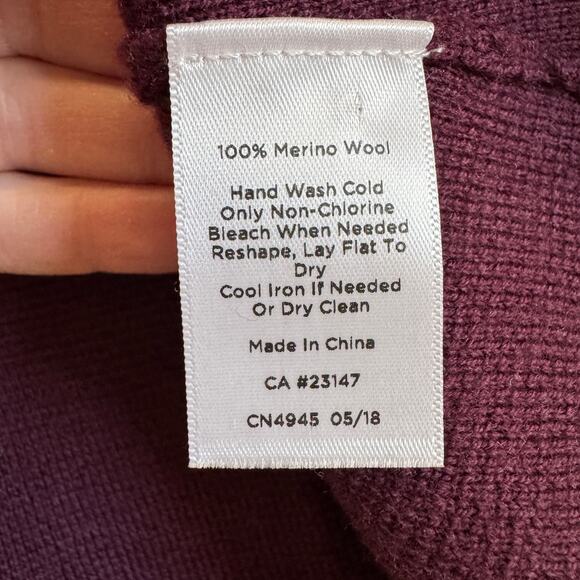 Talbots 100% Merino Wool Sweater Jacket Plum Purple Size XS EUC Three Button - Picture 12 of 12